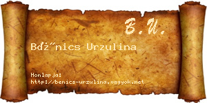 Bénics Urzulina névjegykártya